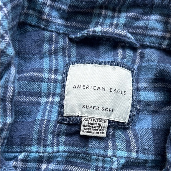 American Eagle Outfitters Blue Plaid Button Down Shirt - Picture 2 of 4